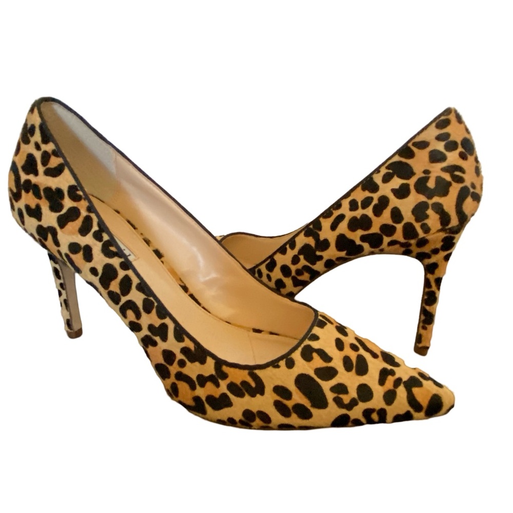 Charles David Leather Bonded Sole Leopard Print Pointed Toe Heels. Sz 10